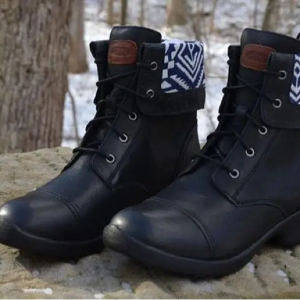 Nwob Keen Tyretread Hiking Boot Black Leather Size